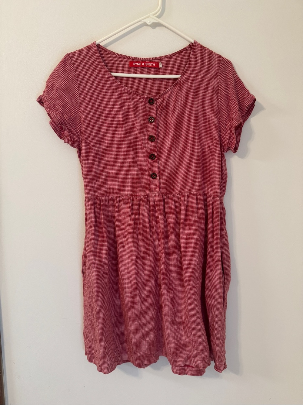 Raspberry Check Pyne & Smith No. 10 Linen Dress